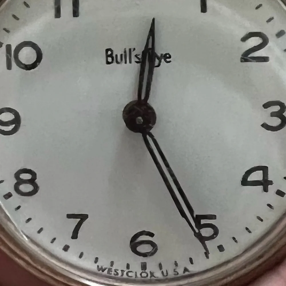 VINTAGE BULL'S EYE PENDANT POCKET WESTCLOX USA MECHANICAL WATCH WORKS GREAT